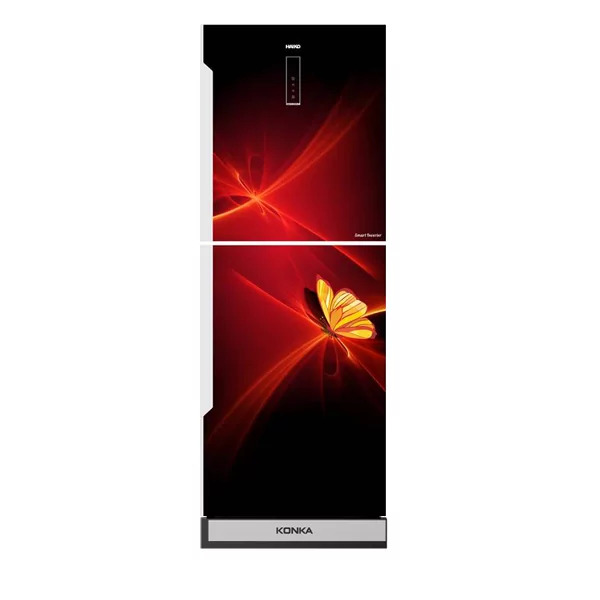 KONKA Refrigerator-KRB-307EVB-3D Red Butterfly, Bottom Freezer, with Digital Display (307 LTR)