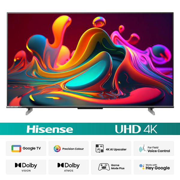 HISENSE 50 INCH BEZELLESS DOLBY VISION 4K UHD SMART LED VOICE CONTROL GOOGLE DTS TV